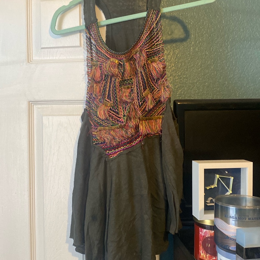 Greenish grey and multi colored racerback tank top!